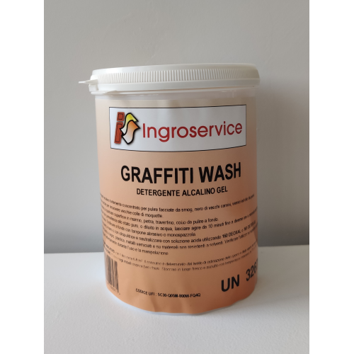 GRAFFITI WASH 1LT sgrassatore concentrato in gel Detergente alcalino  fortemente concentrato per pulire facciate da smog nero di vecchi camini  vernici citronella e macchie di olio prodotto professionale made in italy 