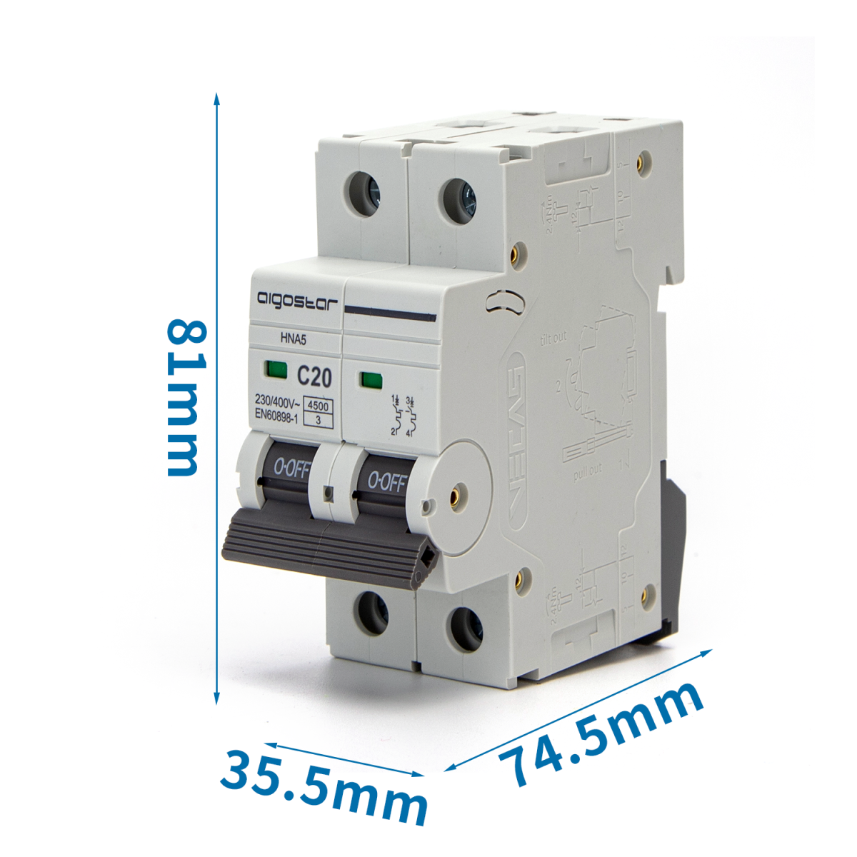 INTERRUTTORE MAGNETOTERMICO 2P 20A C